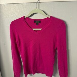 Charter Club V-Neck Sweater - Fuchsia 100% cashmere